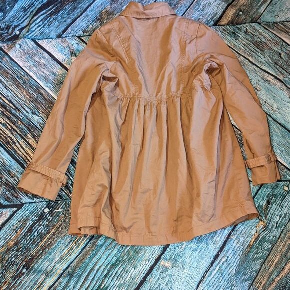 Liz Lange Size Medium Tan Maternity Fit and Flare Trench Coat - Picture 4 of 5